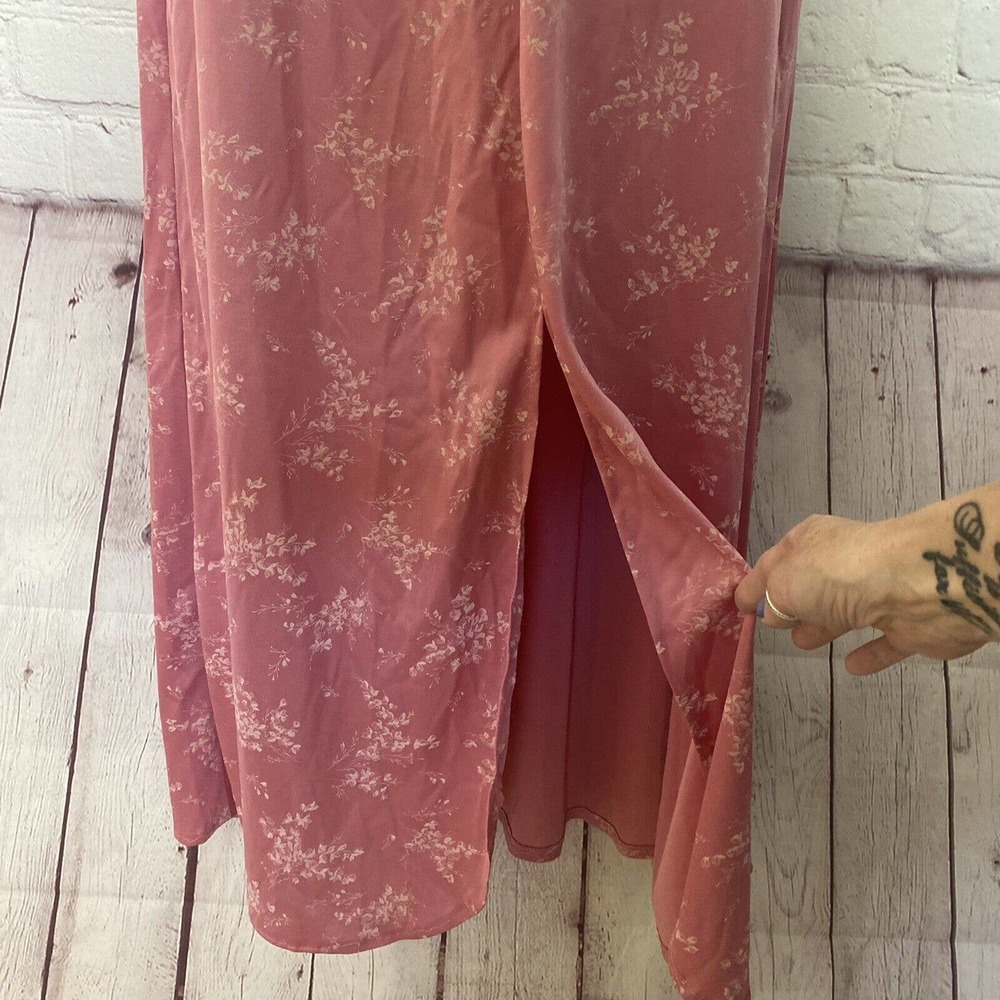 Vintage 1970's Lorrie Deb Union Label Pink Long Floral Zip Formal Dress - 7/8 - Picture 8 of 12